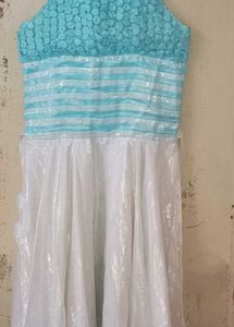 Cute White &amp; Blue Party Dress
