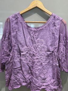 Embroidered Lavender Blouse