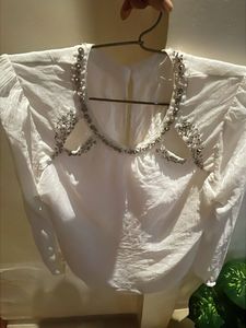 Elegant Embellished White Top