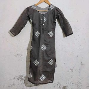 Gray Embroidered Kurti