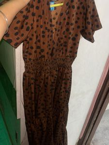 Brown Polka Dot Maxi Dress
