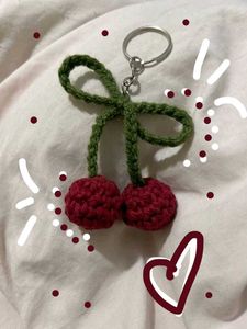 Handmade Crochet CherryKeychain for Girls |Cute Ba