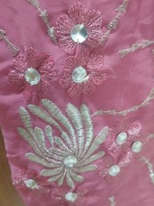 Pink Embroidered beauty saree with stitched blouse