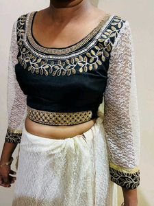 Embroidered Black &amp; Gold Lehenga New