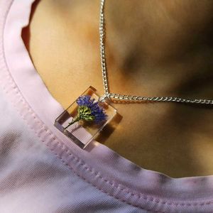 Floral Resin Pendant Necklace