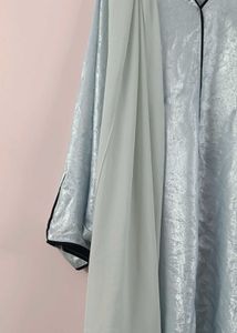 One Time Wore 💎Elegant Shimmery Sky Blue Abaya wi