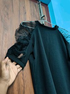 Black Tulle Sleeve Top