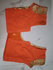 Embroidery Orange Silk Saree