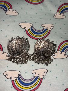Oxidised Lotus Shaped Earrings