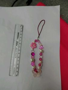 Cute Pink Beaded Phone Charm