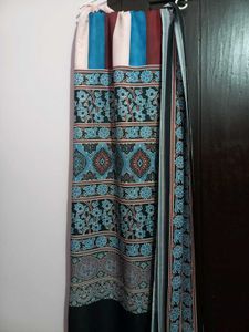 Muslin Ajrak Printed Pallu Saree