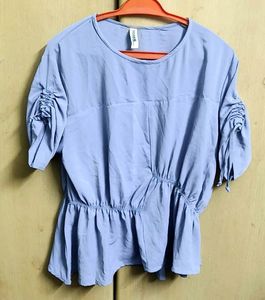 Cute Blue Peplum Top