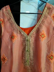 Peach Embroidered Kurta Set