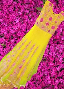 Yellow Embroidered Ethnic Gown