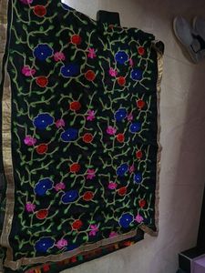 Black Embroidery Dupatta And Kurta