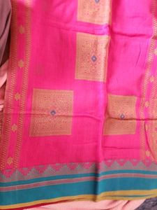 Pink Cotton Bengali Saree from Kolkata