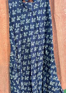 Blue Printed Crop Top with Skirt Co-ord set