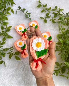 Crochet Flower Bouquet Keychain