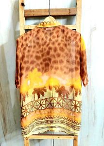 Brown Printed Shirt Size-44