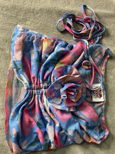 Floral Rutched tie-up crop top