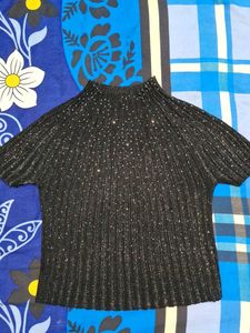 Black Glittery Crop Top