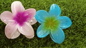 Floral Design Hair Claw Clips Pack Of 2