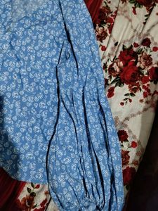 Blue Floral Button-Down Top