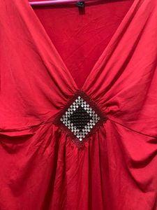 Red V-Neck Top stretchy 38-40 and half