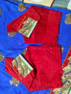 Royal Blue Sari With Stitch Blouse