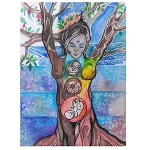 Watercolor Pregnancy Art Print