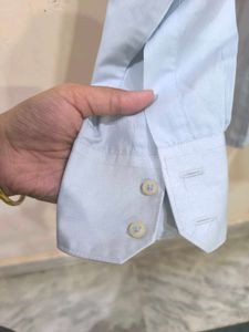 Sky Blue Shirt With White Stripes From Pan Amarica