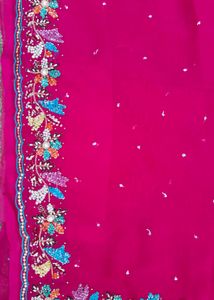 Pink colour hend work saree