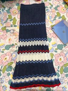 A- Line Knitted Multicoloured Long Skirt