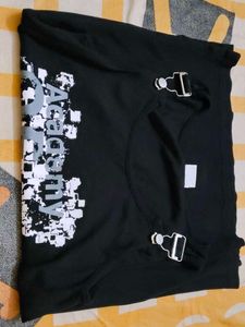 Black Graphic Tank Long Top