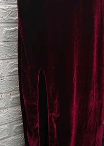 Bodycon Maroon Velvet Backless Dress