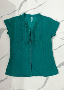 Green Ruffle Blouse