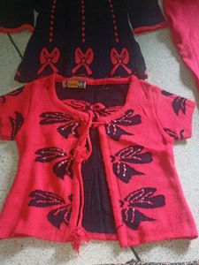 Beby Girls Wool Dress Top,Koti,Pant,.3set.
