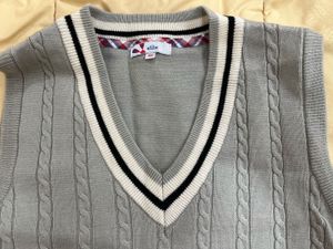 Gray Cable-Knit Sweater Vest