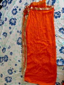 Embroidered Orange Kurta