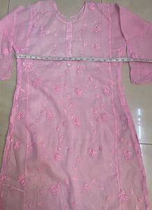 Pink applique work Kurta with inner