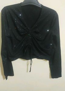 Sparkly Black Long Sleeve Top