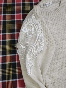 White Woolen Sweater Top