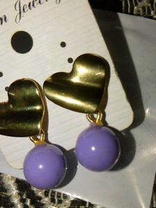 Trendy Golden Heart With Pearl Drop Korean Earring
