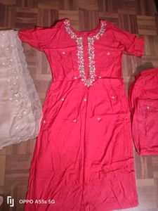 Red Embroidered Salwar Kameez Set