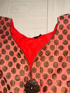 Red Printed Anarkali Kurti