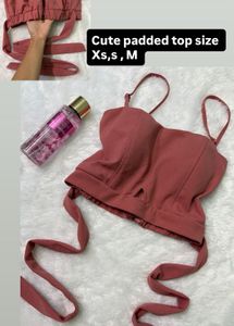 Chic Pink Tie-Up Crop Top🎀