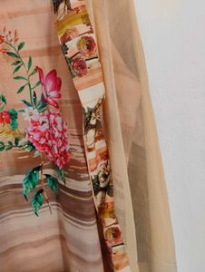 Plus Size Polyester Kurta And Chiffon Dupatta