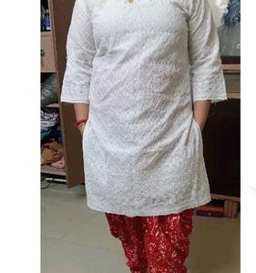 White Embroidered Kurti Dress