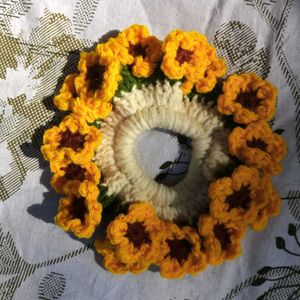 Sunflower Crochet Scrunchie