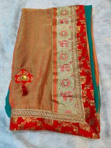 Pot Pattern Border Double Colour Saree